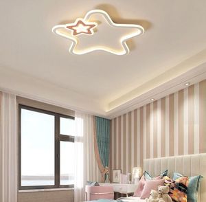 Modern LED takljus Baby Room Lights for Barn Room Barn Boys Flickor Bedroom Belysning Vit Rosa Stjärna Taklampa Myy