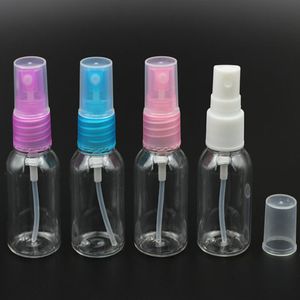 100 sztuk / partia Mini Plastikowe Przezroczyste 30ml Pet Butelka Peot Pompa Perfumy Refillable Bottle Atomizer Spray