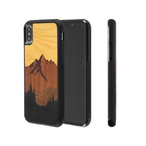 Creative Spelling Shockside Phone Fodral för iPhone 6 7 8 11 12 Plus X XR XS PRO MAX 2021 Real Wood Dirt-Resistant Custom Logo Mönster Back Cover