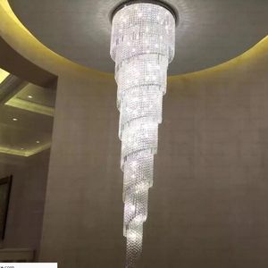 Gratis frakt ny modern lång spiral ljuskrona kristall lampa dia60 * h300cm glans trappa belysning fixtures myy