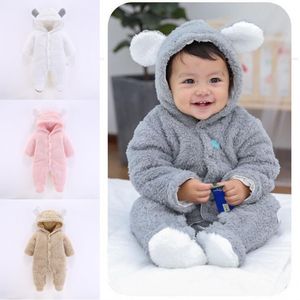 Newborn Baby Boys Girls Bear Velvet Rompers Long Sleeve Sleepwear Jumpsuit Toddler Winter Warm Soft Clothes