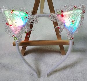 Cute LED Glowing Cat Ear Headband Cosplay Costume Party Light up Kitty Hair Hoop Fancy Dree Flashing Blinky Hair Band COLORFUL