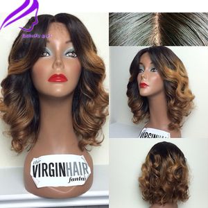 Sexy Ombre blonde wig short lace front wigs for black women 13X4 Wavy Lace Front Wig Brazilian Wigs Synthetic Hair