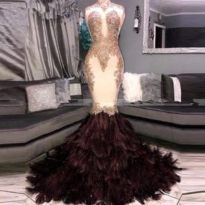 Brown Mermaid African Prom Dresses 2020 Czarne dziewczyny Długa sukienka Plus Size Gala Party Wieczór