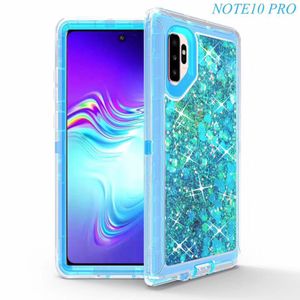 För Samsung S20 Ultra Not10 Mil-Grade Protection Plus Drop Protection Dammsäker Plugg Quicksand Robot Glitter Phone Case Cover