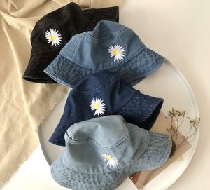 Summer Girls Denim Hats Dzieci kwiat haftowa czapka dzieci rybacka hat chłopcy dziewczęta duże brzegi hats czapki kowboj