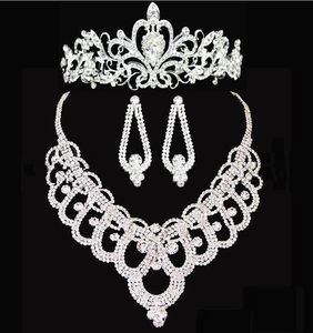 Crown Bridal Tiaras Crown High Quality Shining Zroszony Kryształy Ślubna Korona Naszyjnik Dla Nowożeńców Akcesoria do włosów Party Tiara HT143