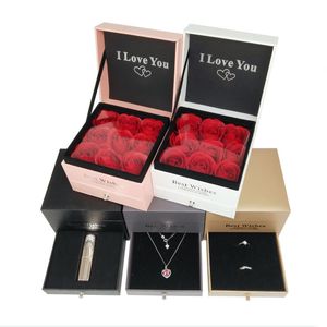 Giorno Flower eterno Storage Box donne orecchini dei monili regalo di San Valentino Box con bagagli Bag Contenitore eterno per gioielli di fiori