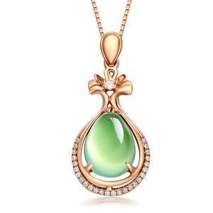 Mode – Grüner Jade-Wassertropfen-Anhänger, 925er-Silber-Halskette, Jadeit-Chalcedon-Amulett, modischer Charm-Schmuck, Geschenke für Frauen