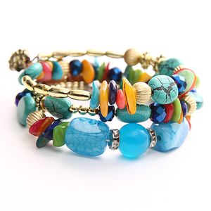 Wholesale turquoise stretch bracelets for sale - Group buy 5 Colors Retro Multilayer Stretch Bracelets Natural Stone Turquoise Agate Colorful Beads Charm Bracelet Fashion Jewelry Accessories