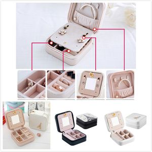 Square Jewelry Storage Box Easy To Carry Organizer Rings Earring Necklace And Bracelet Leather Boxes With Mirror Bag Organizer