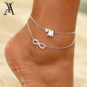 Boho Double Layers Nome fai -da -te Cavalchi di lettera iniziale per donne Accessori per gioielli con piede bracciale per braccialetti per la caviglia.