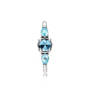 Оптово-синий кристалл камень Красивая свадьба RING Оригинальная коробка для подарков День 925 Sterling Silver Кольца Set Валентина