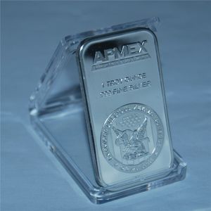 Sample Order 1 oz Apmex Silver Bar 999 Fine Plated Silver Coin Bars Bullion Mirror Effect No Magnetism Acrylic Packaging Sealed Box