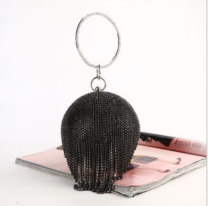 DesignerFree Shipping Ny High-End Designer Sfärisk middagsväska Rhinestones Hand Holding Tassel Ladies With Bracelet Bag