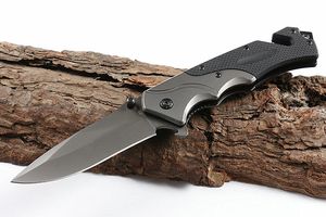 FA49 Assisted Open Flipper Folding Knife 440C Grey Titanium Coated Drop Point Blade Black G10 Handle Survival Tactical Knives