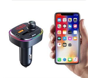 C13 C14 C15 C12 FM Transmitter Wireless Bluetooth 5.0 Handsfree Car MP3 Kit FM Modulator Dual USB type-c PD Charger RGB light