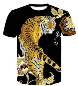 Tiger T-shirt Herr Anime Kina T-shirt med 3d-tryck Hip Hop T-shirt Coola Herrkläder Sommar Stor storlek Topp