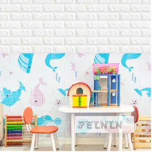 77 * 70 cm padrão de tijolo quarto de parede de criança auto-adesivo 3Dwall adesivo kindergarten fundo de colisão de parede