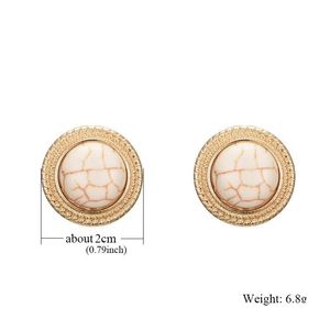 Vintage Round Big Opal Stone Stud Earrings For Women Unique Design Marble Stone Earring Temperament Simulated Pearl Jewelry Wholesale