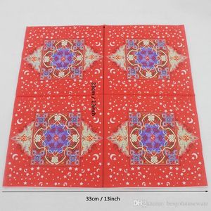 20 adet Paketi 33 * 33 cm Ramazan Kağıt Peçete Ay Baskılı Kareem Napkins Kağıt İslam Ramazan Dekorasyon Yüz Doku BC BH1411