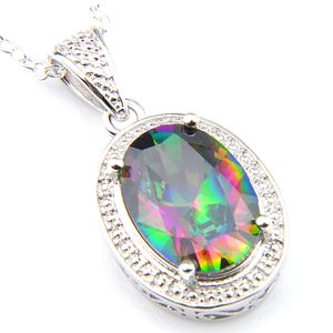 Wholesale gemstone silver pendant for sale - Group buy 2019 NEW Luckyshine mm Hot Sale Oval Mystic Topaz Gemstone Vintage Silver Pendant American Weddings Jewelry Gift With Chain