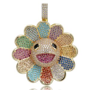 Mode Designer Sieraden Heren Gouden Ketting Hangers Diamond Necklace Iced Out CZ Sunflower Spinning Pendant Bling Luxe Pandora Style Charms