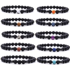 Uomo Donna 8mm Occhio di tigre Energia Perline Bracciale Regalo Elastico Pietra naturale Braccialetti Yoga Bracciale 18 Stili Gioielli con ciondoli Commercio all'ingrosso