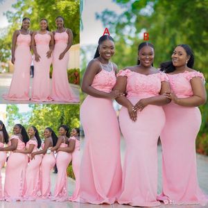 2019 Blush Pink Bridesmaid Dresses Different Styles Same Color Plus Size formal dresses maid of honor dresses african Mermaid even2891