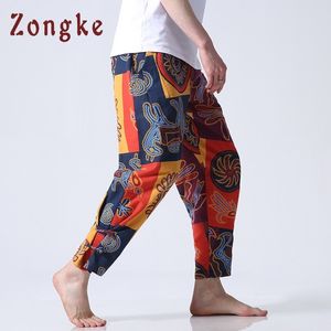 Zongke الكاحل طول الحريم السراويل الرجال عداء ببطء الكتان sweatpants الهيب هوب السراويل الرجال السراويل الشارع الشهير ركض الرجال السراويل عارضة 2018 Y19073001