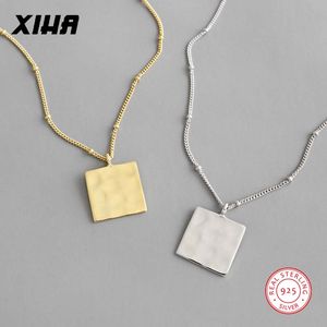 Collana a catena lunga quadrata geometrica personalizzata per donna 2019 Collane robuste in argento sterling 925 Moda gioielli dichiarazione
