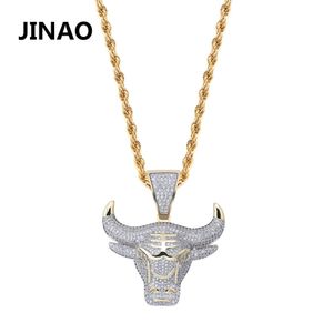 Jinao Fashion Cubic Zircon Iced Out Collana a catena Bull Demon King Ciondolo Gioielli Hip Hop Dichiarazione Collana Bling Regalo per uomo J190711