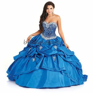 Masquerade Blue Quinceanera Dresses With Jacket 2020 Ball Gowns Sweet 15 Dresses Ruched Taffeta Corset Back Beaded Prom Dress Arabic Evening