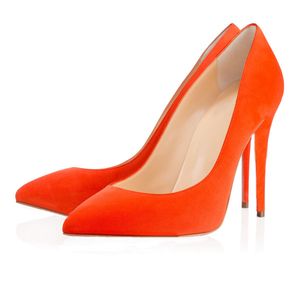 2021 Röda bottnar Mode Kvinnor Skor Högklackat 8cm 10cm 12cm Naken Svart Läder Spetsade Toes Pumpar