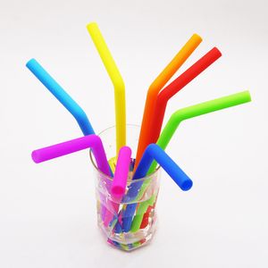 Mixed Reusable drinking straws Food Grade Silicone 4 size straight and blend straws