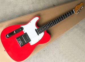 Left Handed Red Electric Guitar with White Pickguard,Rosewood fretboard,Gold Hardware,22 Frets,Can be customized as request