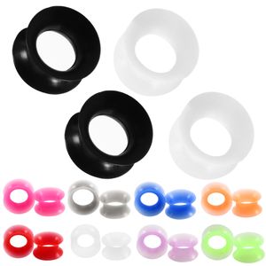1Pair Silicone Plugs and Tunnels arts Flexible Thin Ear Tunnel Double Flared Ear Piercing Flesh Gauge Expander Stretchers