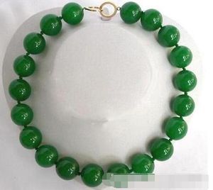 Impressionante grande 20mm rosso giada verde collare di perle 18''