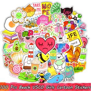 100 pcs verão vsco meninas à prova d 'água dos desenhos animados adesivos de vinil embalagem para laptop garrafa de água caso scrapbooking bicicleta carro decalques