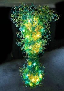 Duże zielone lampy Hotelowy żyrandol Wystrój parteru LED Wisiorek Światła Kryształowe ręcznie dmuchane szklane żyrandole