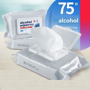 75% de compressas embebidas em álcool 50 pc / embalagem desinfectante Anti-Bactérias Toalhetes portáteis anti-sépticos molhados