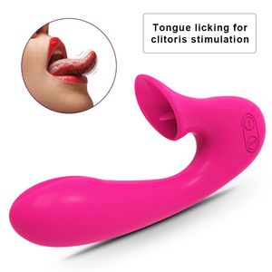 G Spot Vibrador com língua Clitóris Estimulador Recarregável Dildo vibrador impermeável Silicone Toy Sexo para Mulheres Casal Y191220