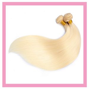 Malaysian 100% Human Hair Blonde Color Soft Silky Straight Dyeable Virgin Hair Extensions 613# Color 2 Bundles Two Pieces/lot