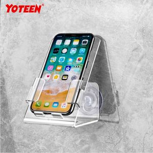 Yoteen Bad- und Dusch-Auto-Universal-Handy-Ständer, transparenter Acryl-Caddy, Tabletthalterung mit zwei leistungsstarken, starken Saugnäpfen