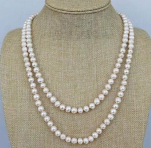 36 Collar De Perlas al por mayor-8 mm Natural South Seas White Pearl Necklace Collar de perlas de pulgadas con cuentas corchete de plata