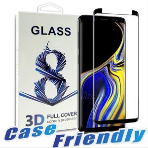 Case friendly für samsung note 10 s10 5g version e s9 s9 plus gehärtetes glas full cover 3d displayschutzfolie für samsung note 9 8 s8 s7