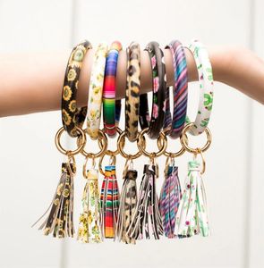 Bangle Ny ankomst PU -läder Big O Keychain Armband Tassel Drop Wristlet Armband för kvinnors modehandbandsband