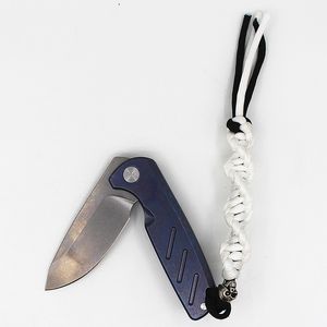 New Ball Bearing Flipper Folding Knife 3.15" D2 Stone Wash Drop Point Blade CNC TC4 Titanium Alloy Handle With Nylon Bag