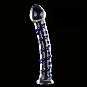 Icicles Sapphire espiral de vidro Dildo Big Bola de Cristal Butt Plug Vagina e Sexo Anal Brinquedos Feminino Masculino Masturbação produtos