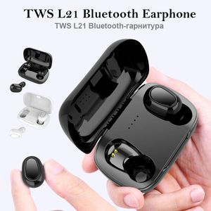 Mini Y33 Bluetooth-hörlurar Öronsnäckor TWS 5.0 Sport Trådlösa hörlurar L21 HIFI-ljud Handsfree-headset Stereo Gaming-hörlurar för iphone